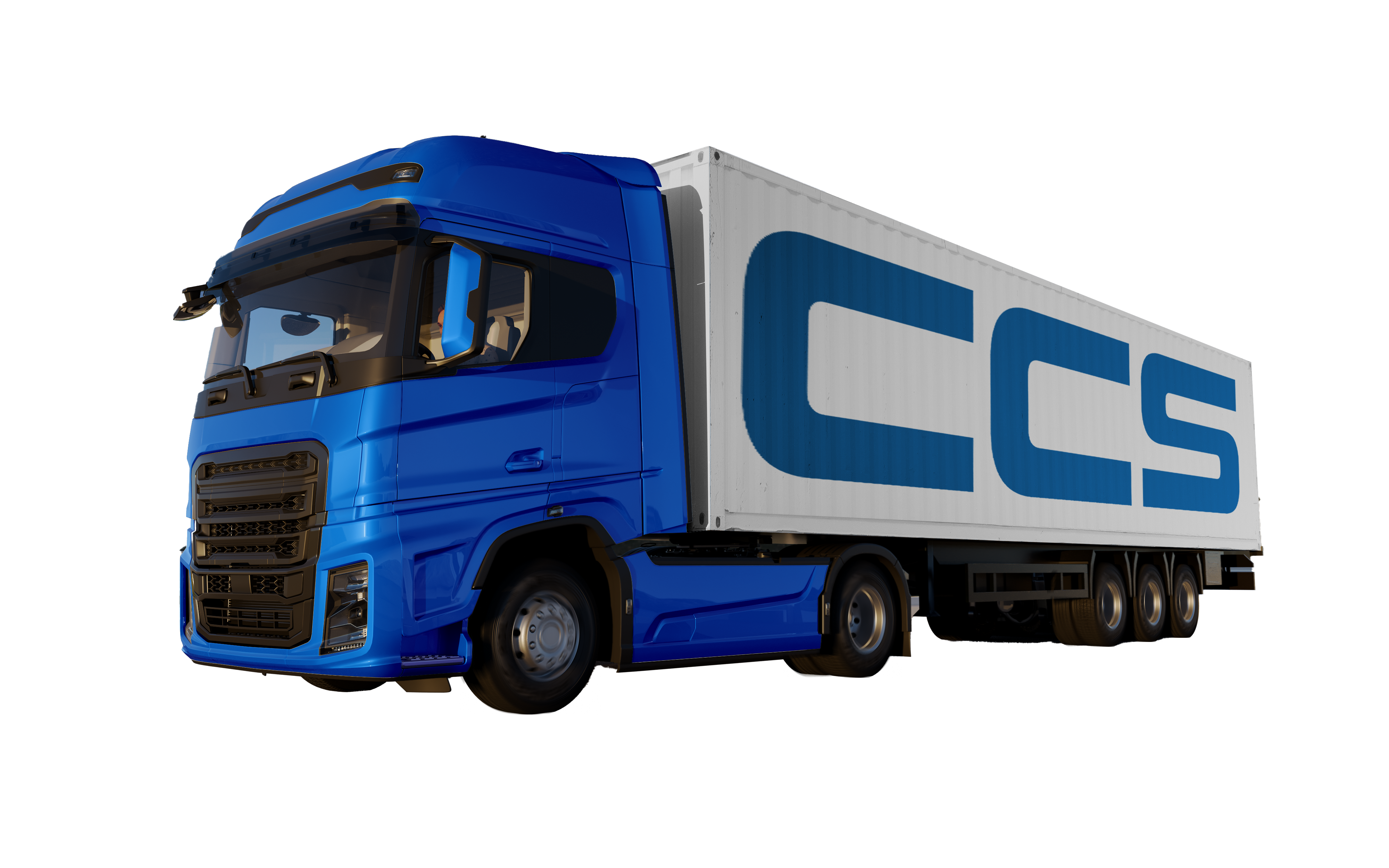 Depiction of HGV with 'CCS' in bold blue letting across the side for central commercial services